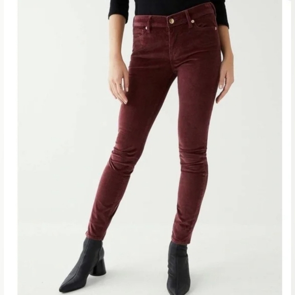 True Religion Pants - True Religion Halle Mid Rise Burgundy Corduroy Skinny Jeans 33